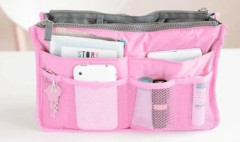Väskorganisatör - Rosa - Nylon - 30x18,5x8,5cm - 12 fack - Maskintvättbar