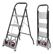 Handtruck och Stege, Lättviktsaluminium, Kompakt Fällbar Design,3 Steg