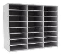 Literaturställ - Skrivbordsorganisatör med 24 fack - PVC dokumenthylla - För kontor hem skola - 73,7×30,2×59,6 cm - Vit