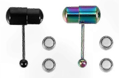 2-pack vibrerande tungringar i rostfritt stål för tungpiercing-smycken