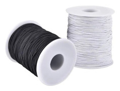 Elastisk tråd för armband, 2 rullar 1 mm Robust stretchig elastisk tråd för smyckestillverkning, halsband, pärlor svart och vit Svart och Vit