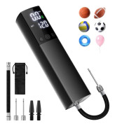 Elektrisk bollpump – Bärbar, automatisk, höghastighetspump, utrustad med en precisionsmanometer och LCD-display – Svart