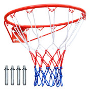 Basketkorg reservdel (45,72 cm), vägg- och dörrmontering, robust flexkorg med nät, för inomhus- och utomhusbruk, röd 45 cm