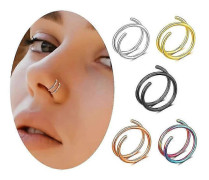 Kvinnor Män Falsk Piercing Näsa Ring Örhängen Mode Punk Icke Piercing Näsklämma Rostfritt Stål Perforering Septum Kroppssmycken golden