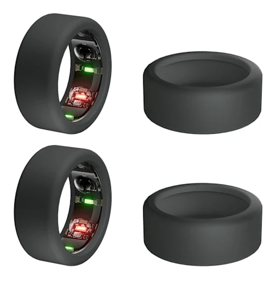 Oura Ring Protection, 4 Pcs Protectors Compatible with Oura Ring, Elastic Case for Oura Ring Gen 3 Workout Black Black S