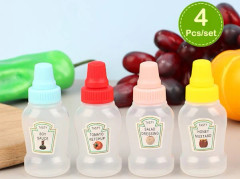 4st/ set Minisåsflaska Påfyllningsbar Ketchup Honungssallad Conta