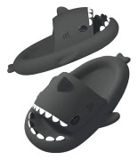 Hajflip-flops för kvinnor och män, bekväma tofflor för hemmet, poolen och stranden för barn, halkfria bad- och duschtofflor, hajtofflor Black 30/31 EU