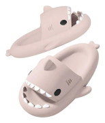 Hajflip-flops för kvinnor och män, bekväma tofflor för hemmet, poolen och stranden för barn, halkfria bad- och duschtofflor, hajtofflor Rose 26/27 EU