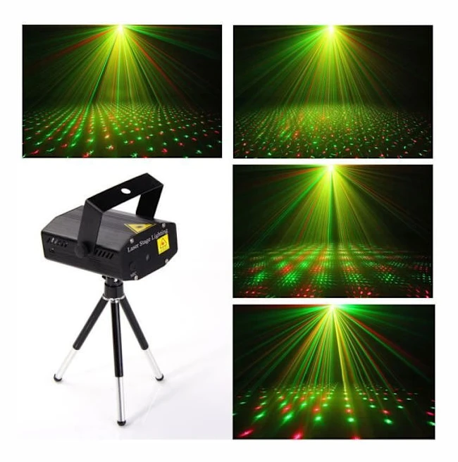 Mini DJ Disco Projektor Scenljus R & G Party Laser Belysningsshow Plug In (Svart)