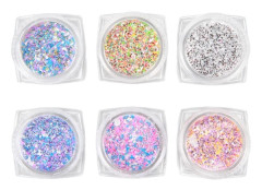 6 lådor med skimrande frostingeffekt glitter DIY-hantverk, elegant nagelpulver, sandpulver nagelkonstdekorationer