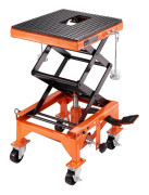 Hydraulisk motorcykellyftbord, 350 lbs kapacitet, 36 tum max höjd, saxlyftdesign, 4 hjul, kraftig stålkonstruktion
