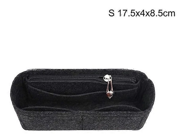 Damfilt Handväska Organizer Insats - Flerficks Handväskfoder för Förvaring och Organisation av Tygväskor black 17.5*4*8.5cm