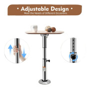 Justerbar bordspiedestal, maximal höjd 72 cm, ytterrörsdiameter 6 cm, toppbasdiameter 17,4 cm, bottenbasdiameter 17,5 cm