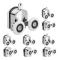 Duschdörrhjul 23 mm för 4–6 mm glas, set 8 delar kullagrade