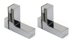 F-typ glasklämma stor blank yta — zinklegering justerbar glashylla fäste för glas och trä, glansig svart finish, 2-pack inklusive skruvar