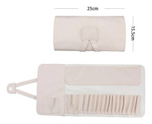 Bärbar sminkväska Kosmetisk borsthållare Fodral Organizer Beige 18-hole