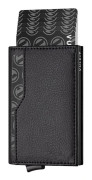Korthållare med dubbla ID-fönster, mikrofiber, magnetlås, multifunktionell vikbar korthållare — RFID-blockerande, automatisk pop-up-plånbok Black