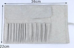 Bärbar sminkväska Kosmetisk borsthållare Fodral Organizer Gray 14-hole