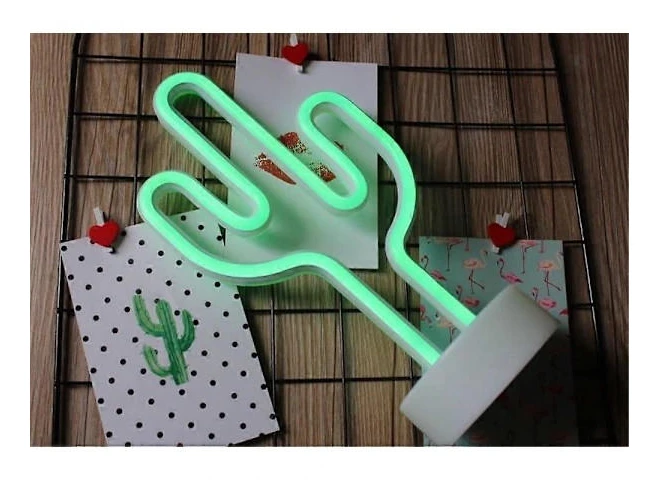 Kaktus LED Neonskylt Nattlampa, USB/Batteri Fest Barnrumsinredning