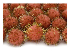 Plyschiga, glänsande pompoms, orange, 1-pack