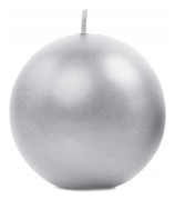 Metalliskt Silverfärgat Kulformat Stearinljus 8 cm