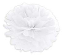 Papperspompomblomboll, vit 15 cm 1 st.