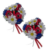 2-pack flerfärgade blomstermanschetter för blockljus, dekorativa ljusringar, vår- och sommardekoration, innerdiameter 2,5 cm ytterdiameter 12 cm