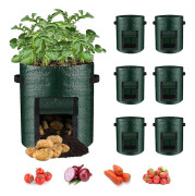 6-pack potatisodlingsväskor, odlingsväskor för trädgårdsplantering med fönsterlucka och handtag, grönsaksodlingsväskor för potatis, lök, tomat, morot-Xin