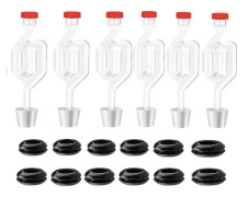 Twin Bubble Airlock Set 6-pack, Högtransparens Fermenteringsluftslussar med 6 proppar och 12 genomföringar för hembryggning, öl, kombucha