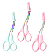Set of 3 Eyebrow Scissors, Eyebrow Trimmers for Men and Women, with Micro Blades and Integrated Combs, Reusable
