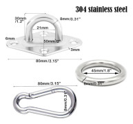 Hammock Hanging Kit, 2-pack Hammock Hooks with Carabiner, Stainless Steel Ceiling Hooks