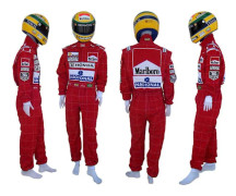 Ayrton Senna F1 Motorsport Broderad Fan Racing Kart Overall-02 L