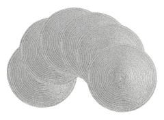Set med 6 tvättbara värmebeständiga vävda placemats (grå, 38 cm)