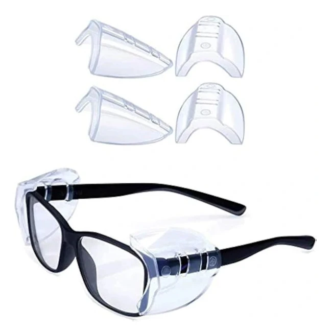 2 par universella sidoskydd för glasögon - Vingformade glasögon, halkskydd på klara sidoskydd för skyddsglasögon, sidoskydd för skyddsglasögon