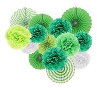 Mizh 14 st bröllopsfestdekorationer pappersfläktar pom poms blommor hängande ornament