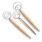 3 st degvispar i rostfritt stål, brödmixer för tårta, dessert, bröd, pizza, bakverk Wood Color Silver