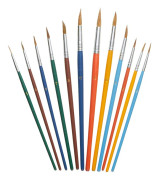 A set of 12 brushes, 100% pure goat hair, suitable for graphic design, DIY, decoration and creative recycling.