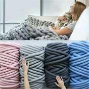 Sammet Tjockt Garn Roving Supermjuk Skrymmande Armvirkning Stickning DIY Filt Pink