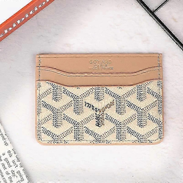 Smal Mini PU-läder korthållare - Myntväska & Visitkorts-ID Kreditkortsfodral för kvinnor män Beige