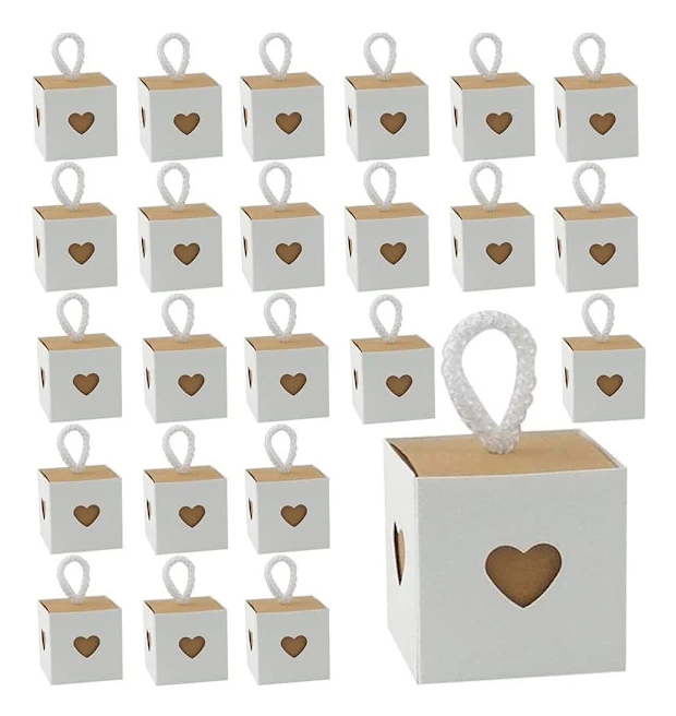 Presentförpackning, 50 st bröllopsfavoritlådor, kartongpresentlåda, tom presentlåda, minismå kraftlåda godislåda för choklad,