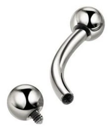 Titanbananörhänge - silver - invändig gänga - TB-005 1.2/6/3