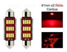 C5W Canbus 41mm röd LED-lampa SV8.5 festoon 2-pack 12V Röd
