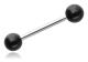 Tungpiercing - silver med svarta kulor - KJ-011 1.6/16/6