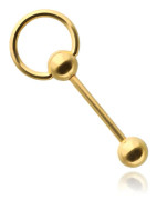 Tungpiercing - guldfärgad skivstång med ring - KJ-054 1.6/16/6