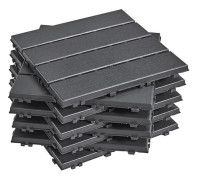SoBuy Trallplattor 15-pack 30,5x30,5x2cm - Halkskyddade Utomhusplattor | Balkong & Trädgård Grå SDA14-HG