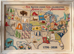 USA-karta korsstygn DIY-kit - USA:s 250-årsjubileum korsstygnskit för vuxna - Komplett patriotisk broderisats - Amerika-karta vägg