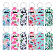 12PCS Kaktus Blommig Blomstermönster Läppbalsamhållare Nyckelring Läppbalsam Läppglans Läppstift Clip-on Fodral för Resor eller Dagliga Utflykter Handväskor Ryggsäck