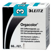 Leitz Orgacolor - Självhäftande flik - 3 - ljusblå (pack om 500)