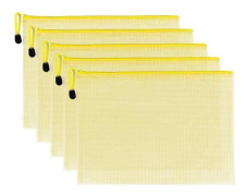 5-ficks rutnätsmapp, vattentät genomskinlig dokumentpåse, pennfodral med dragkedja - Gul - B4 (38 x 28 cm) Yellow B4(38*28)