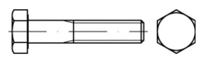 TOOLCRAFT TO-5442693 sexkantskruv 25 mm 89 mm utvändig sexkant 83931 stål, 200 st